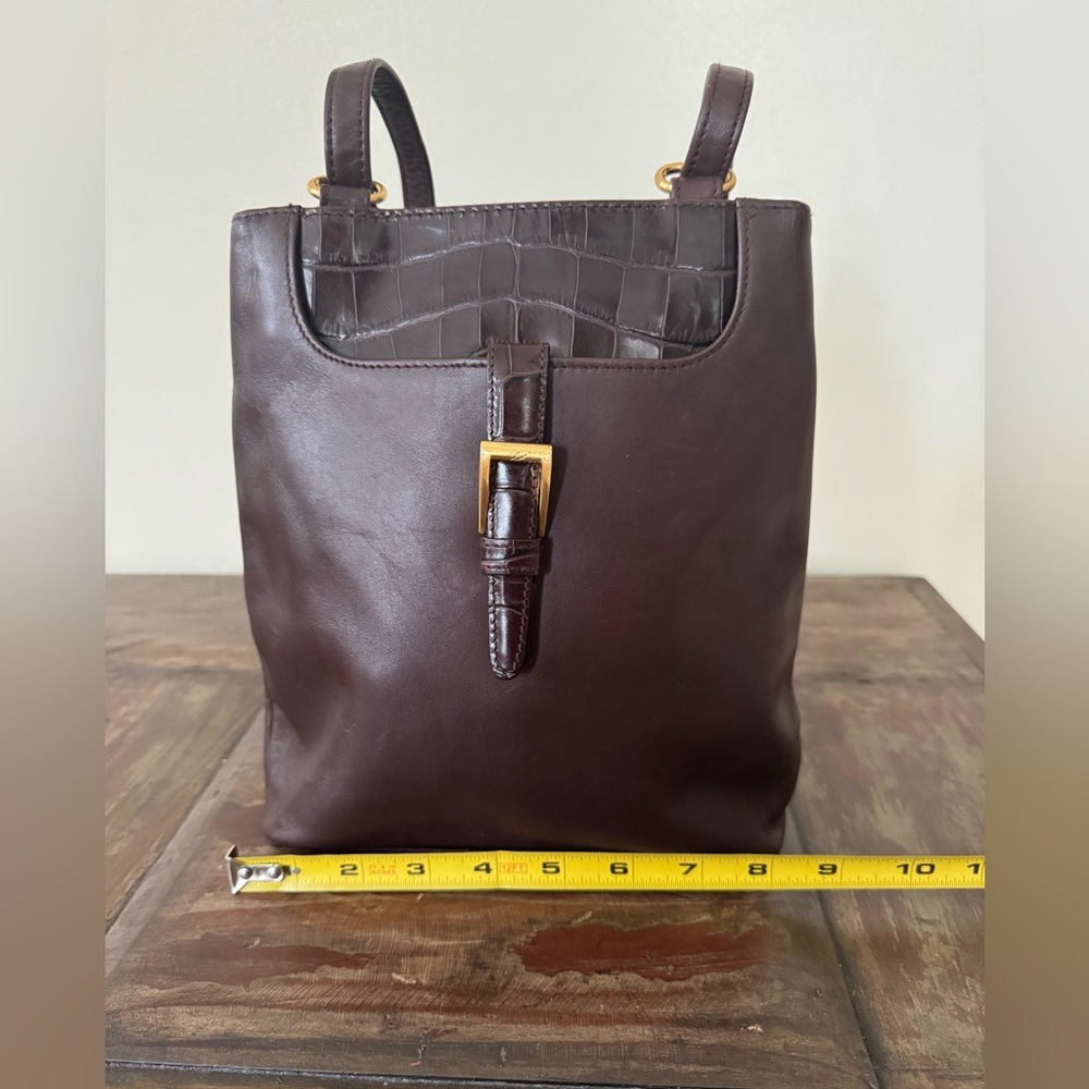 Vintage Leather Co Liz Claiborne brown purse shoulder bag croc detail‎ women’s - Picture 7 of 11